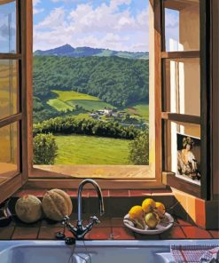 Beautiful Kitchen Window View Diamond Painting