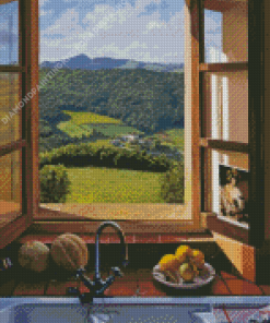 Beautiful Kitchen Window View Diamond Painting