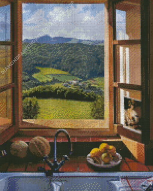 Beautiful Kitchen Window View Diamond Painting