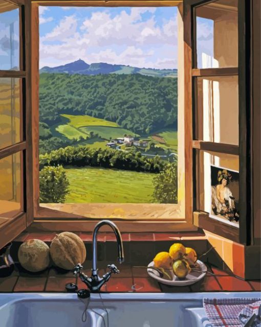 Beautiful Kitchen Window View Diamond Painting