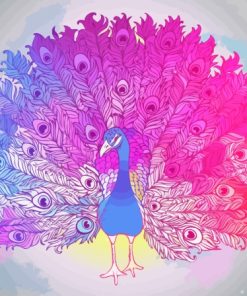 Beautiful Hand Drawn Pink Peacock Diamond Painting