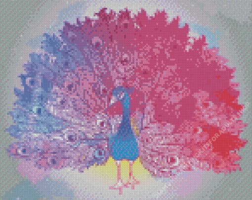 Beautiful Hand Drawn Pink Peacock Diamond Painting