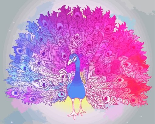 Beautiful Hand Drawn Pink Peacock Diamond Painting