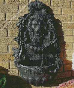 Black Lion Fountain Diamond Painting