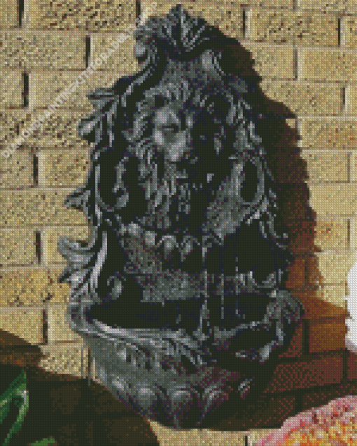 Black Lion Fountain Diamond Painting