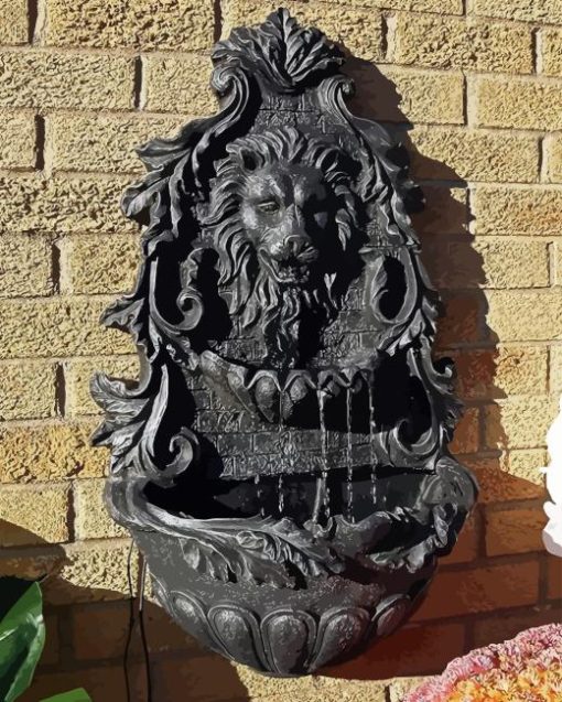 Black Lion Fountain Diamond Painting