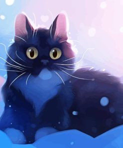 Black Kitten In Snow Diamond Painting