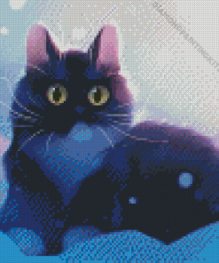 Black Kitten In Snow Diamond Painting