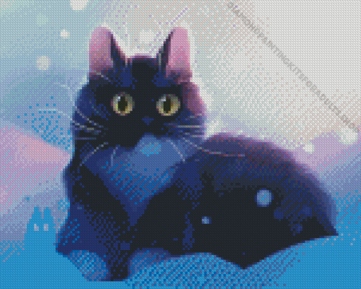 Black Kitten In Snow Diamond Painting