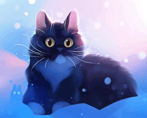 Black Kitten In Snow Diamond Painting