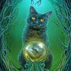 Black Witch Cat Diamond Painting