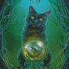 Black Witch Cat Diamond Painting