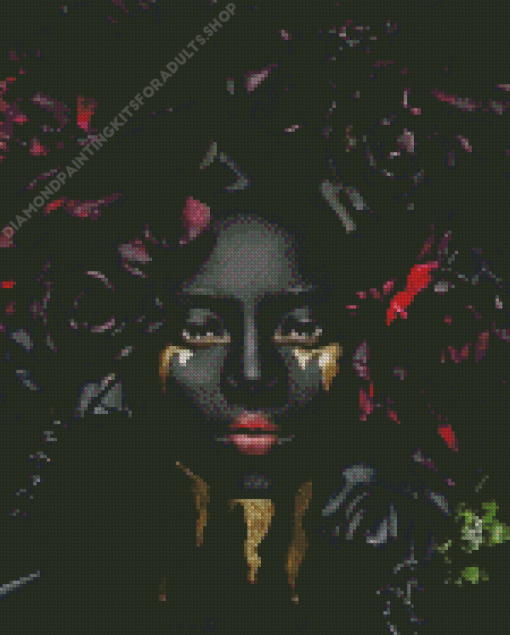 Black Woman Crying Tears Of Gold Diamond Painting