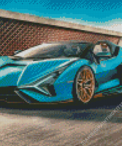 Blue Lamborghini Diamond Painting