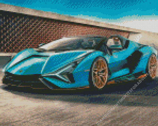 Blue Lamborghini Diamond Painting