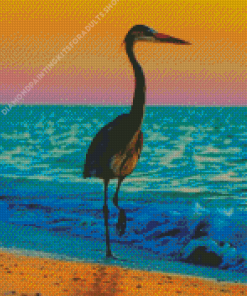 Blue Heron At Sunset Diamond Painting