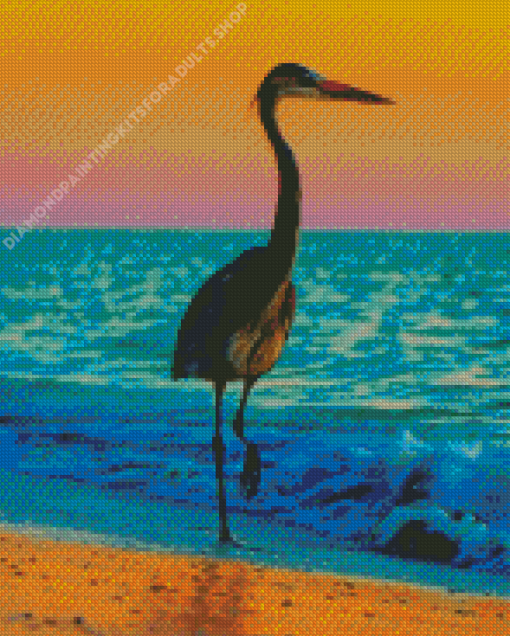 Blue Heron At Sunset Diamond Painting