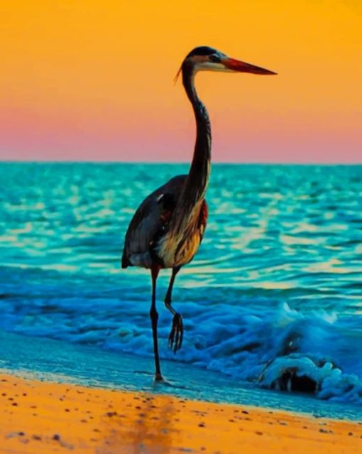 Blue Heron At Sunset Diamond Painting