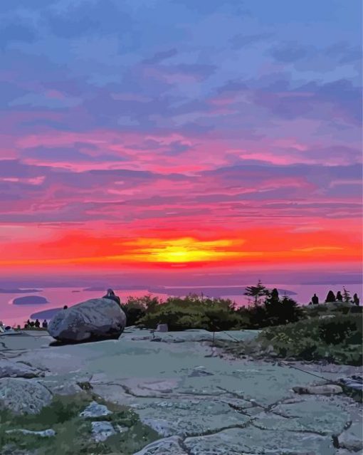 Cadillac Acadia Mountain Sunset Diamond Painting