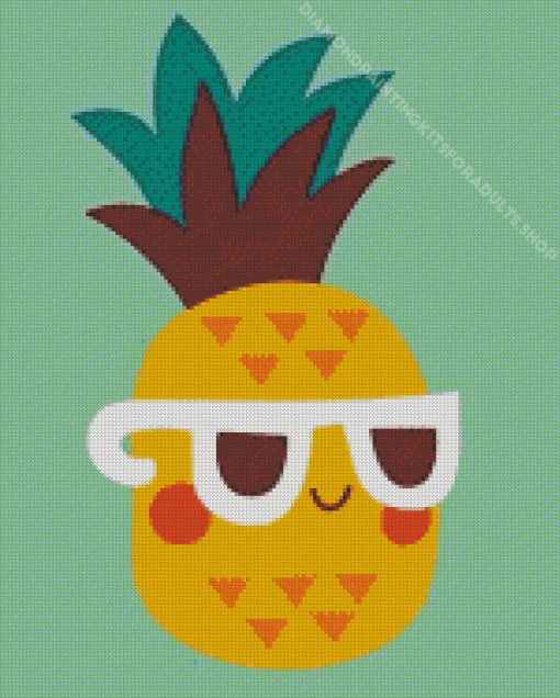 Cartoon Pineapple With Sunglasses Diamond Painting