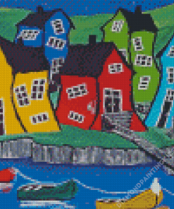 Colorful Crooked House Diamond Painting