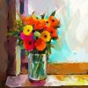 Colorful Flowers In Vase By Window Diamond Painting