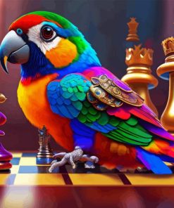 Colorful Bird Playing Chess Diamond Painting