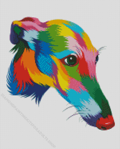 Colorful Greyhound Dog Head Diamond Painting