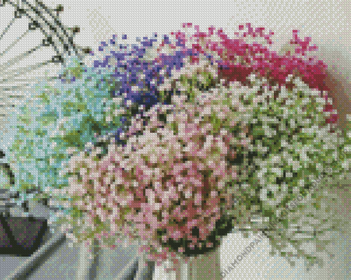 Colorful Gypsophila Vase Diamond Painting