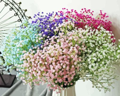 Colorful Gypsophila Vase Diamond Painting