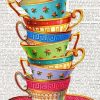 Colorful Stacked Tea Cups Diamond Painting