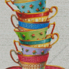 Colorful Stacked Tea Cups Diamond Painting