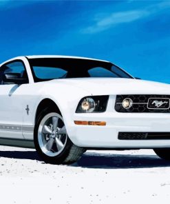 Cool White Ford Mustang Car Diamond Painting