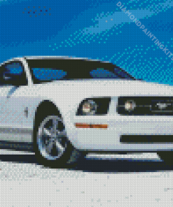 Cool White Ford Mustang Car Diamond Painting