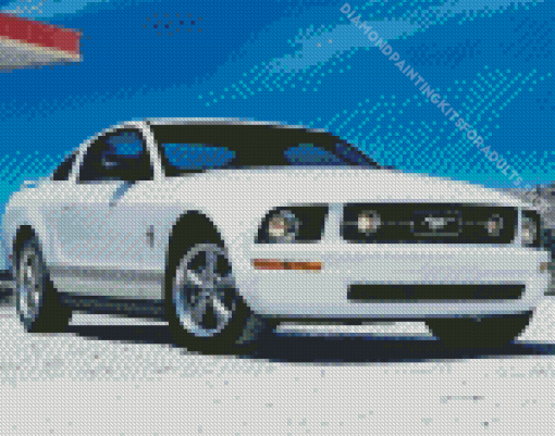 Cool White Ford Mustang Car Diamond Painting