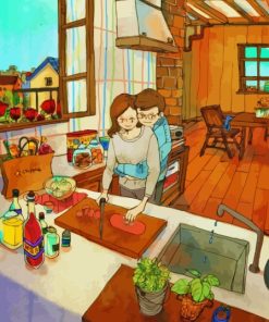 Couple In Kitchen Art Diamond Painting