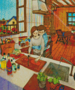 Couple In Kitchen Art Diamond Painting