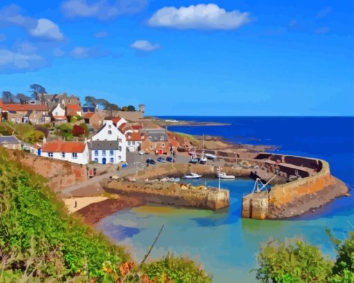 Crail Harbour Scotland Diamond Painting