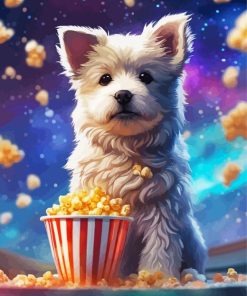 Cute Dog Popcorn Diamond Painting