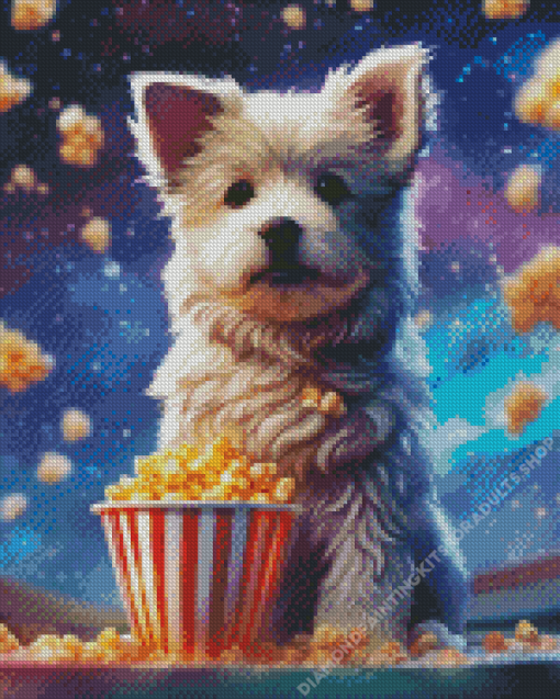 Cute Dog Popcorn Diamond Painting