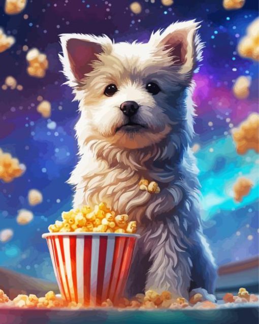 Cute Dog Popcorn Diamond Painting