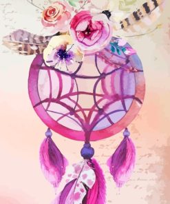 Floral Pink Dream Catcher Diamond Painting