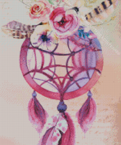 Floral Pink Dream Catcher Diamond Painting