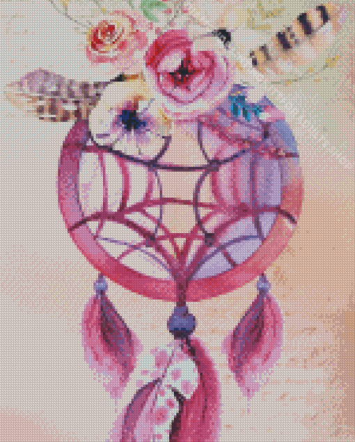 Floral Pink Dream Catcher Diamond Painting