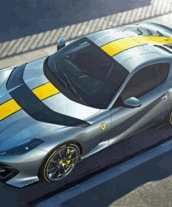 Gray Yellow Ferrari 812 Car Diamond Painting