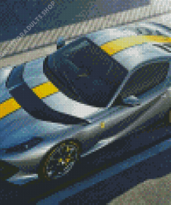 Gray Yellow Ferrari 812 Car Diamond Painting