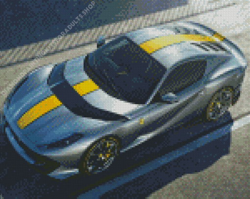 Gray Yellow Ferrari 812 Car Diamond Painting