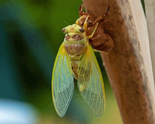 Green Cicada Insect Diamond Painting