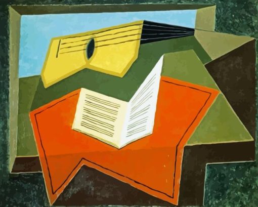 Guitar And Music Paper By Juan Gris Diamond Painting