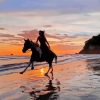 Horse Girl Ride On The Beach Diamond Painting